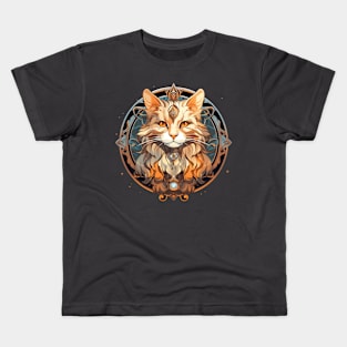 Art Nouveau Orange Kitty Kids T-Shirt